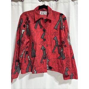 VTG Keren Hart Womens Chic Funky Town 70's Inspired Patchwork Jacket Size L